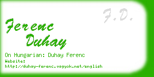 ferenc duhay business card